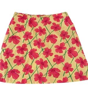 OCI mini skirt size 5 women Hawaiian floral  pink yellow Hibiscus flower beach
